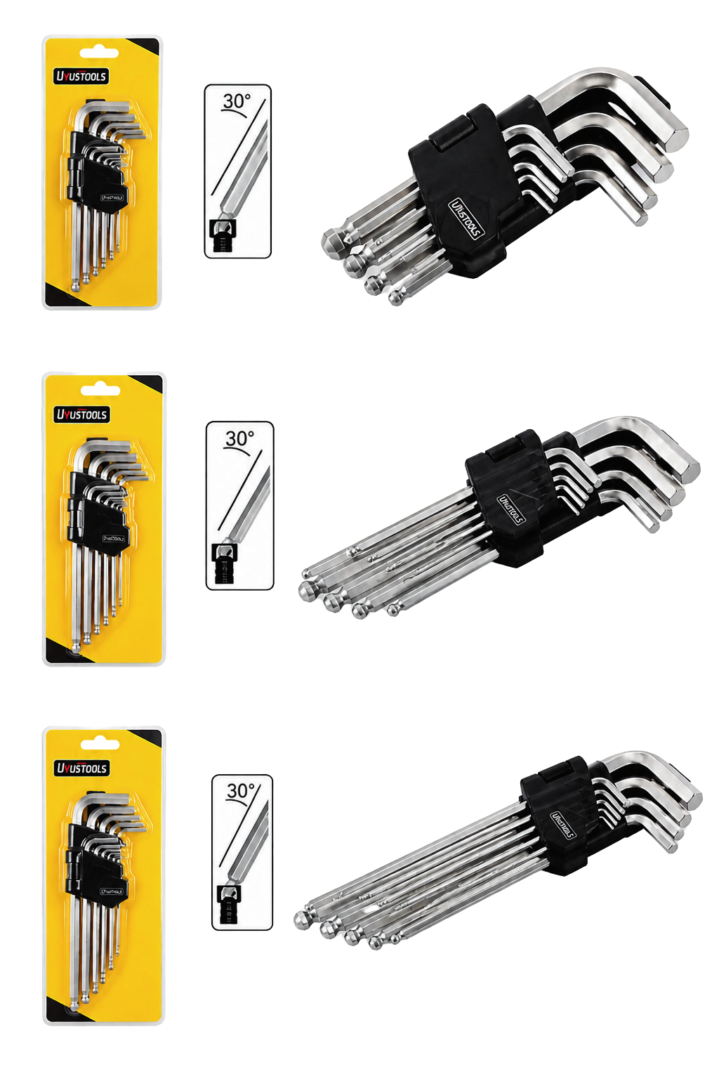 LLAVE ALLEN MILIMETRICO CORTO 9 PIESAS UYUS